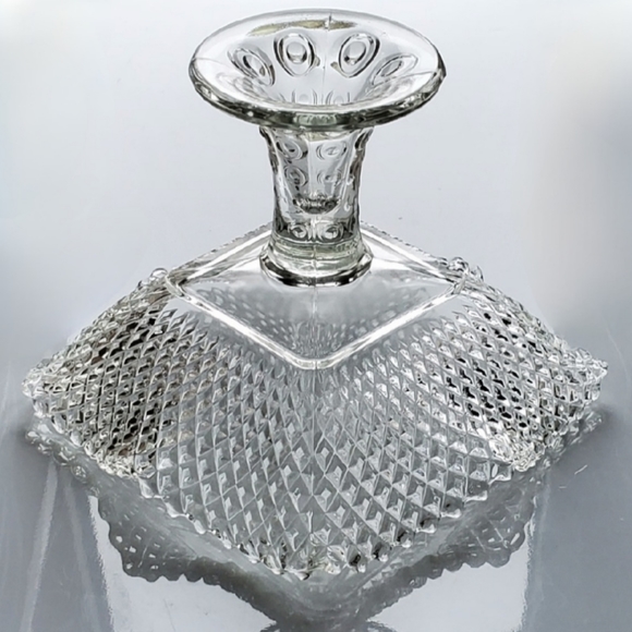 1950s L.E. Smith Diamond Point Ruffle Edged Compote - Picture 6 of 16